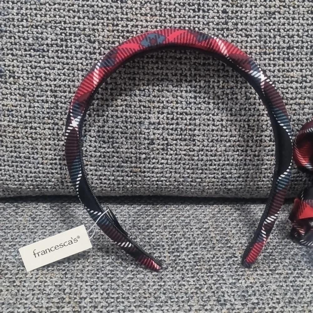 FRANCESCA'S Headband & Scrunchie Plaid 2pc Set